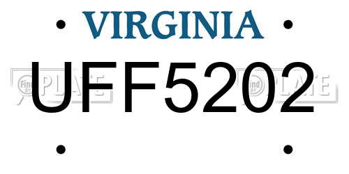 UFF5202 Virginia License Plate