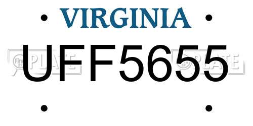 UFF5655 Virginia License Plate