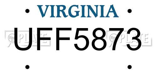 UFF5873 Virginia License Plate