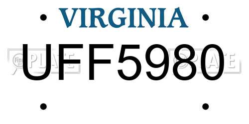 UFF5980 Virginia License Plate