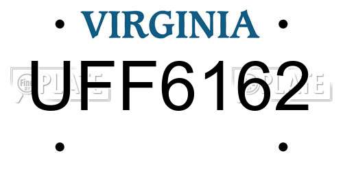 UFF6162 Virginia License Plate