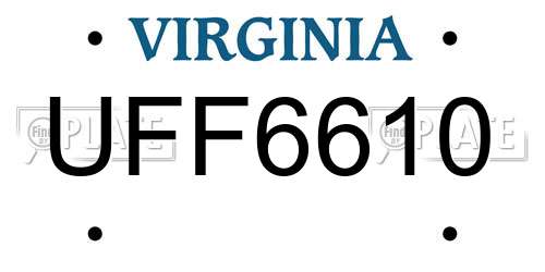 UFF6610 Virginia License Plate