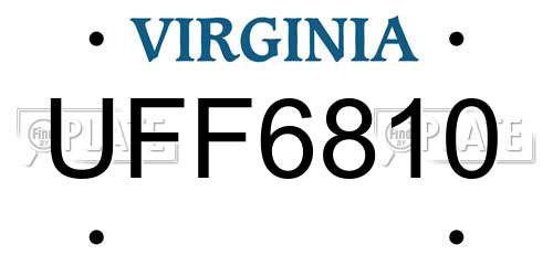 UFF6810 Virginia License Plate