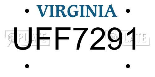 UFF7291 Virginia License Plate