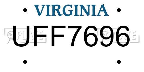 UFF7696 Virginia License Plate