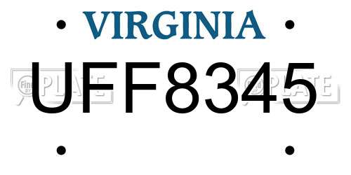 UFF8345 Virginia License Plate