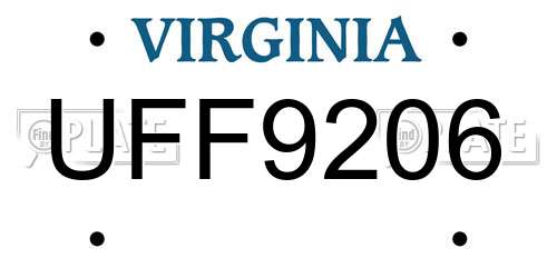 UFF9206 Virginia License Plate