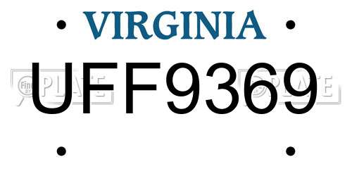 UFF9369 Virginia License Plate