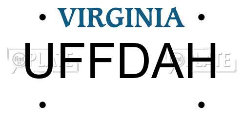 UFFDAH Virginia License Plate