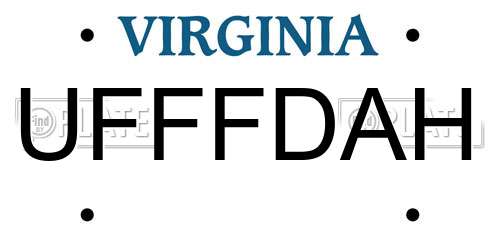 UFFFDAH Virginia License Plate