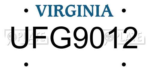 UFG9012 Virginia License Plate