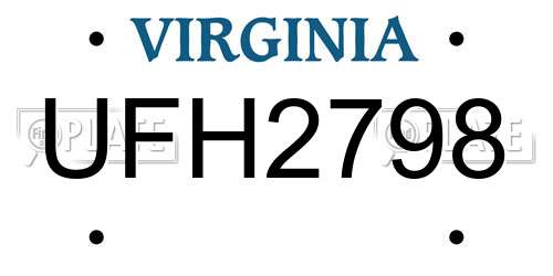 UFH2798 Virginia License Plate