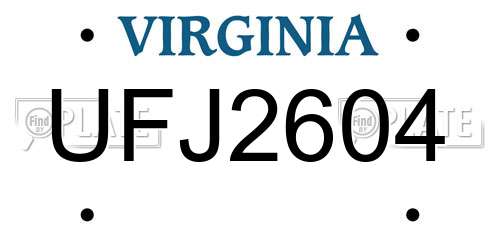 UFJ2604 Virginia License Plate