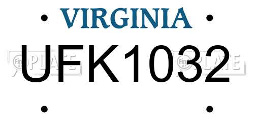 UFK1032 Virginia License Plate