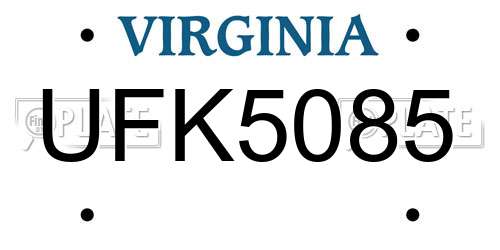 UFK5085 Virginia License Plate