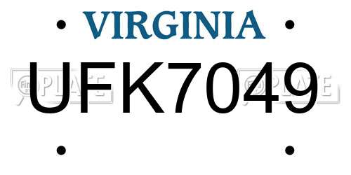 UFK7049 Virginia License Plate