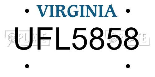 UFL5858 Virginia License Plate