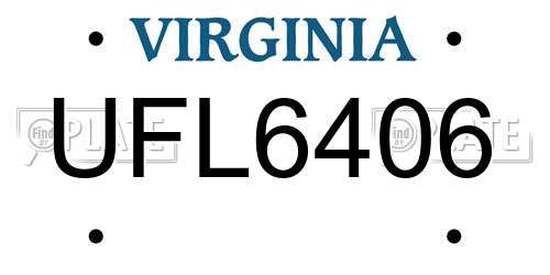 UFL6406 Virginia License Plate
