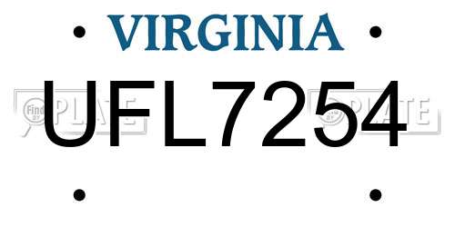 UFL7254 Virginia License Plate