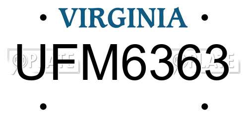 UFM6363 Virginia License Plate