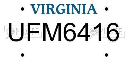 UFM6416 Virginia License Plate