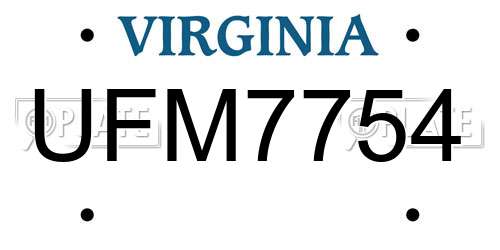 UFM7754 Virginia License Plate