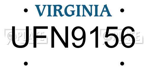 UFN9156 Virginia License Plate