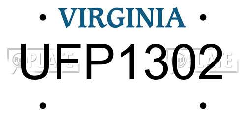UFP1302 Virginia License Plate