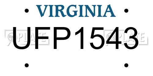 UFP1543 Virginia License Plate
