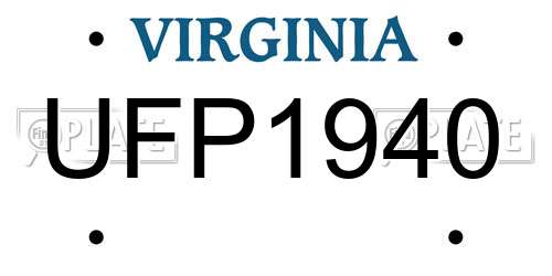 UFP1940 Virginia License Plate