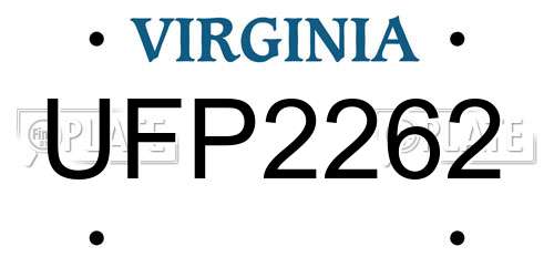 UFP2262 Virginia License Plate