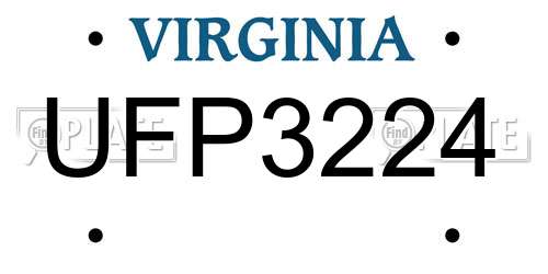UFP3224 Virginia License Plate