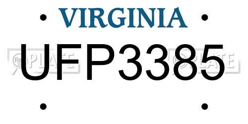UFP3385 Virginia License Plate
