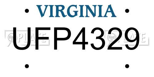UFP4329 Virginia License Plate