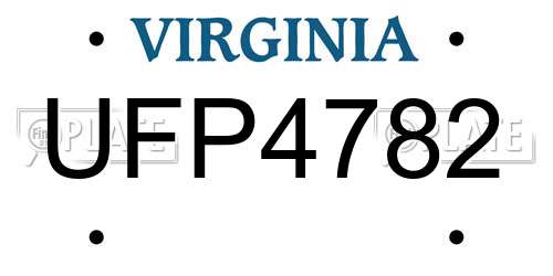 UFP4782 Virginia License Plate