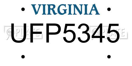 UFP5345 Virginia License Plate