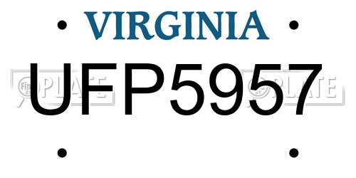 UFP5957 Virginia License Plate