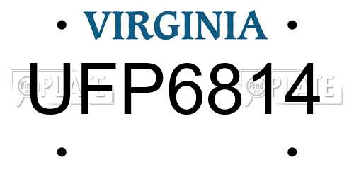 UFP6814 Virginia License Plate