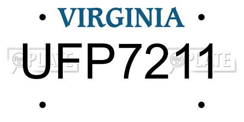 UFP7211 Virginia License Plate