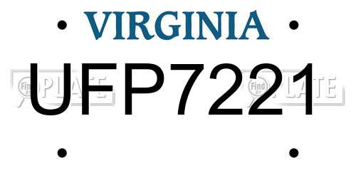UFP7221 Virginia License Plate