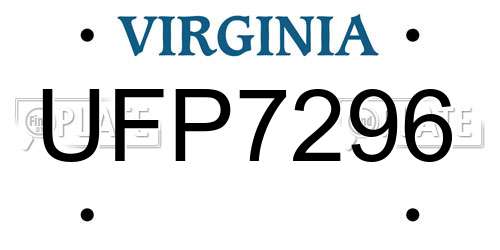 UFP7296 Virginia License Plate