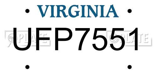 UFP7551 Virginia License Plate