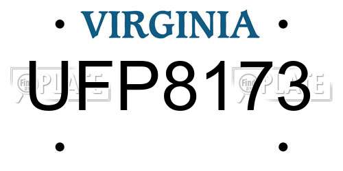 UFP8173 Virginia License Plate