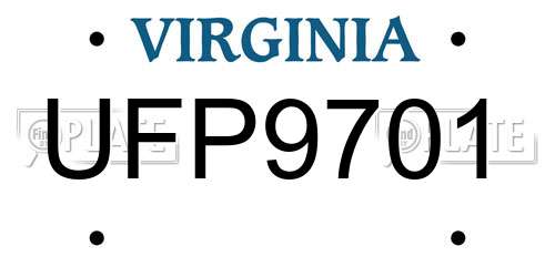 UFP9701 Virginia License Plate