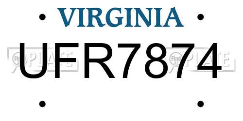 UFR7874 Virginia License Plate