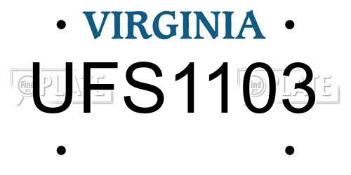 UFS1103 Virginia License Plate