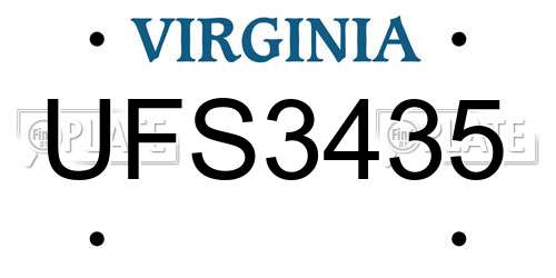 UFS3435 Virginia License Plate