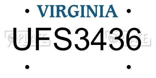 UFS3436 Virginia License Plate