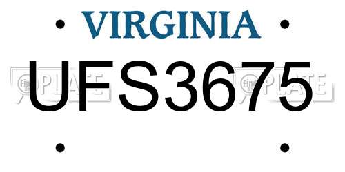 UFS3675 Virginia License Plate