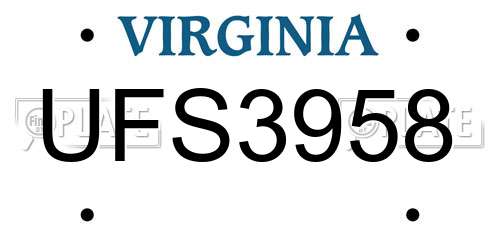 UFS3958 Virginia License Plate